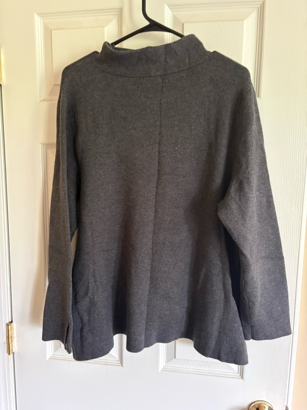 J. Jill Charcoal Gray Mockneck Wool Swing Sweater